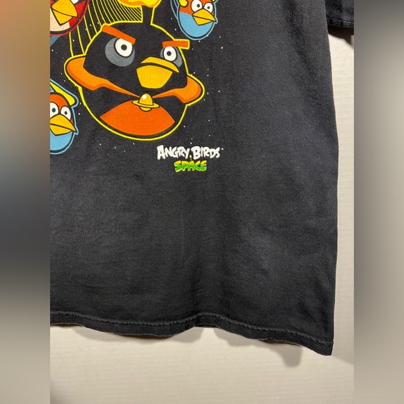 Y2K Angry Birds Space Anim Cartoon Graphic T Shirt Size Large Black S/S - Picture 7 of 13